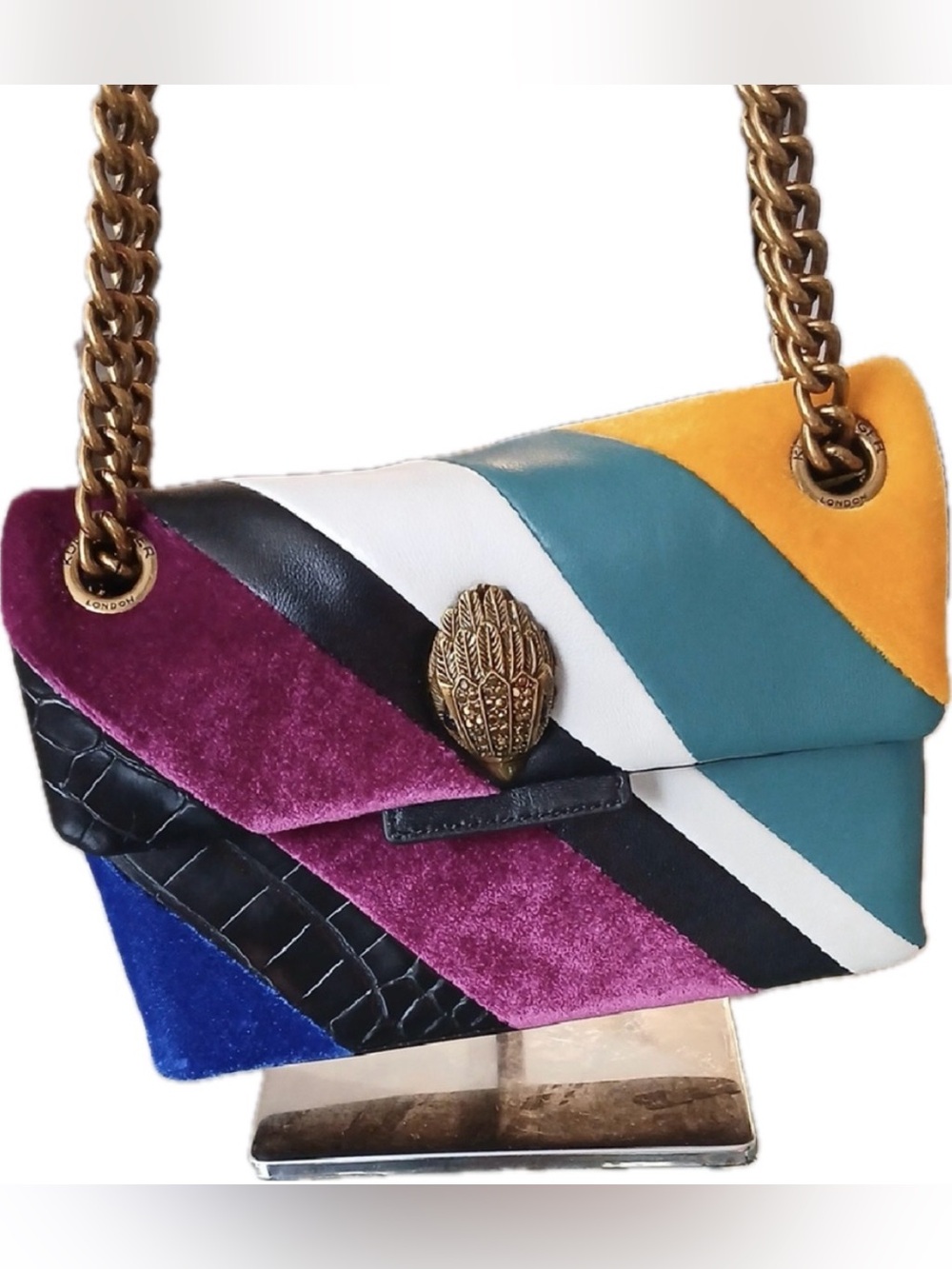 Kurt Geiger London Multicolor Velvet Kensington Chain Shoulder Bag - GUC